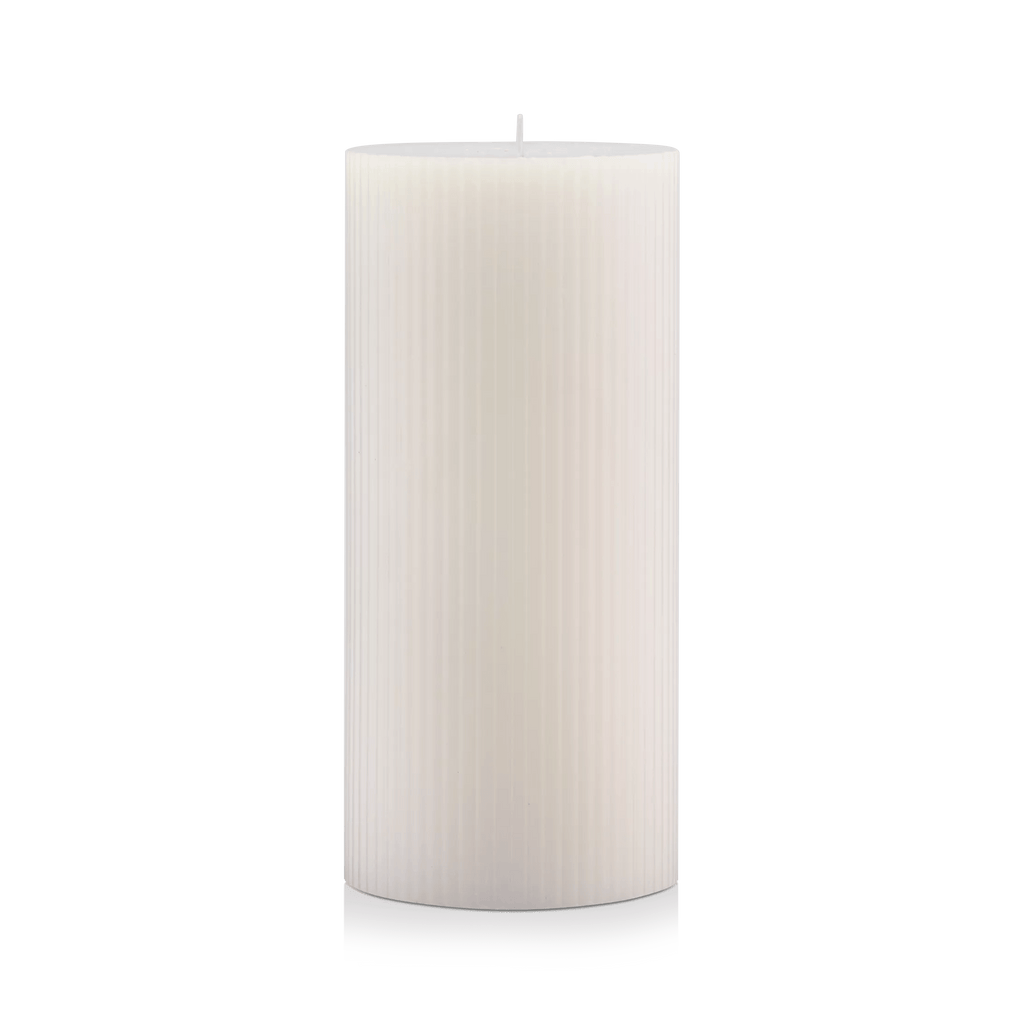 White Tall Ribbed Candle