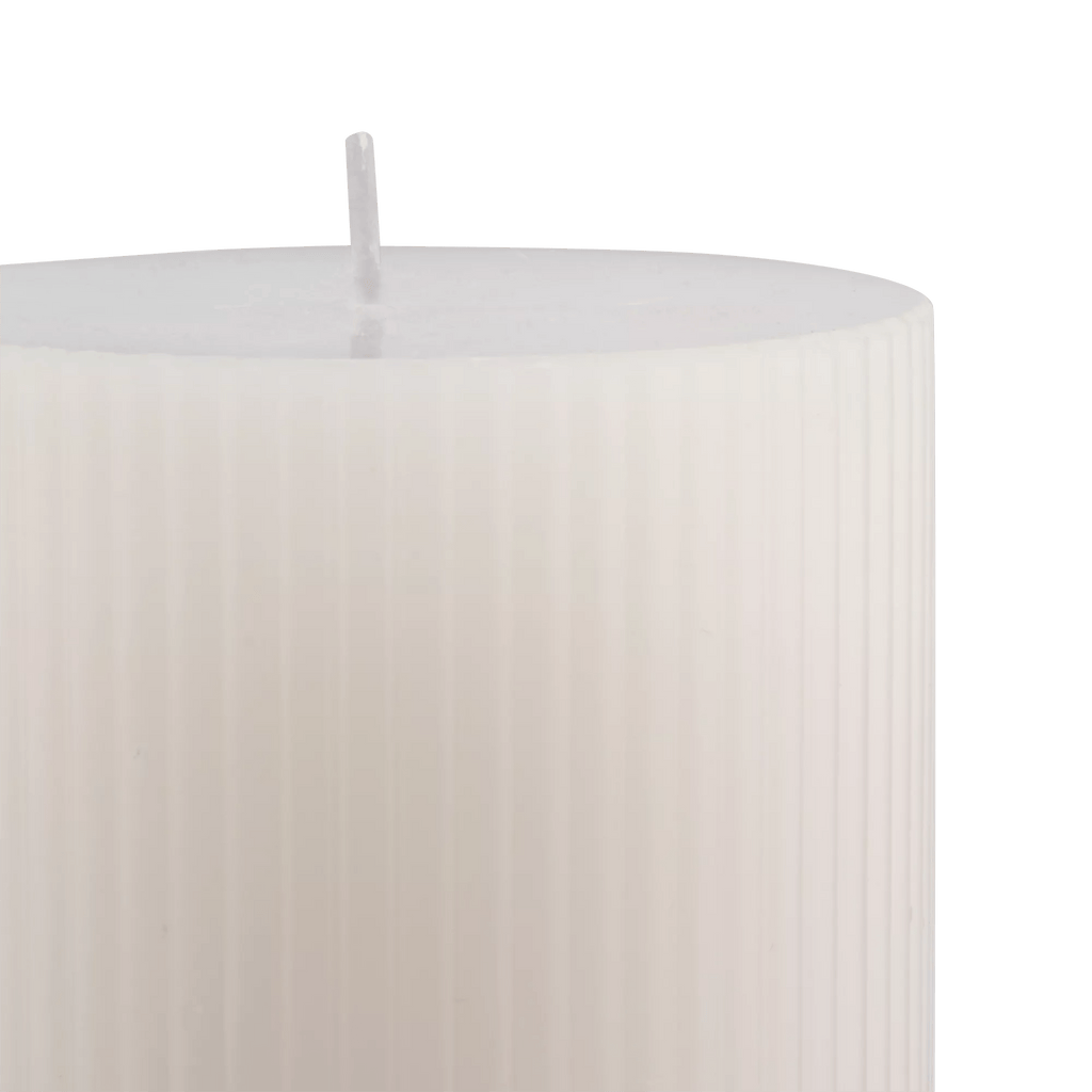 White Tall Ribbed Candle