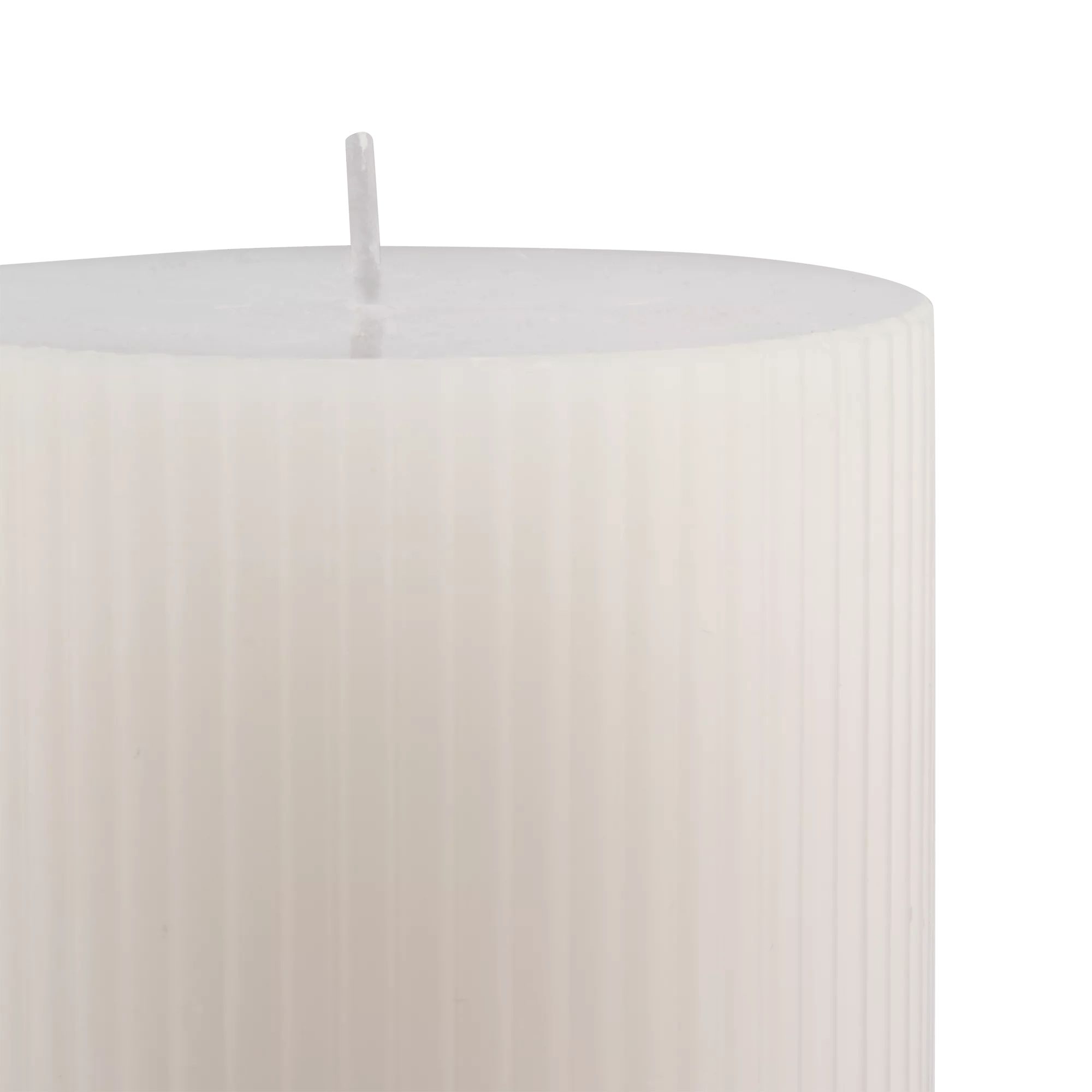 White Tall Ribbed Candle