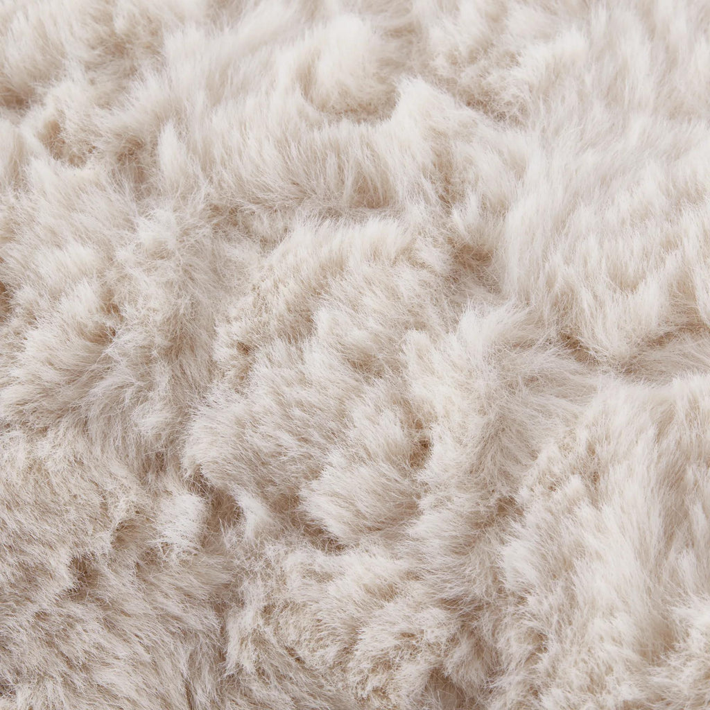 Light Beige Sheep Faux Fur Decorative Lumbar Pillow