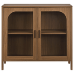 Wooden Veneer Buffet with Glass Doors