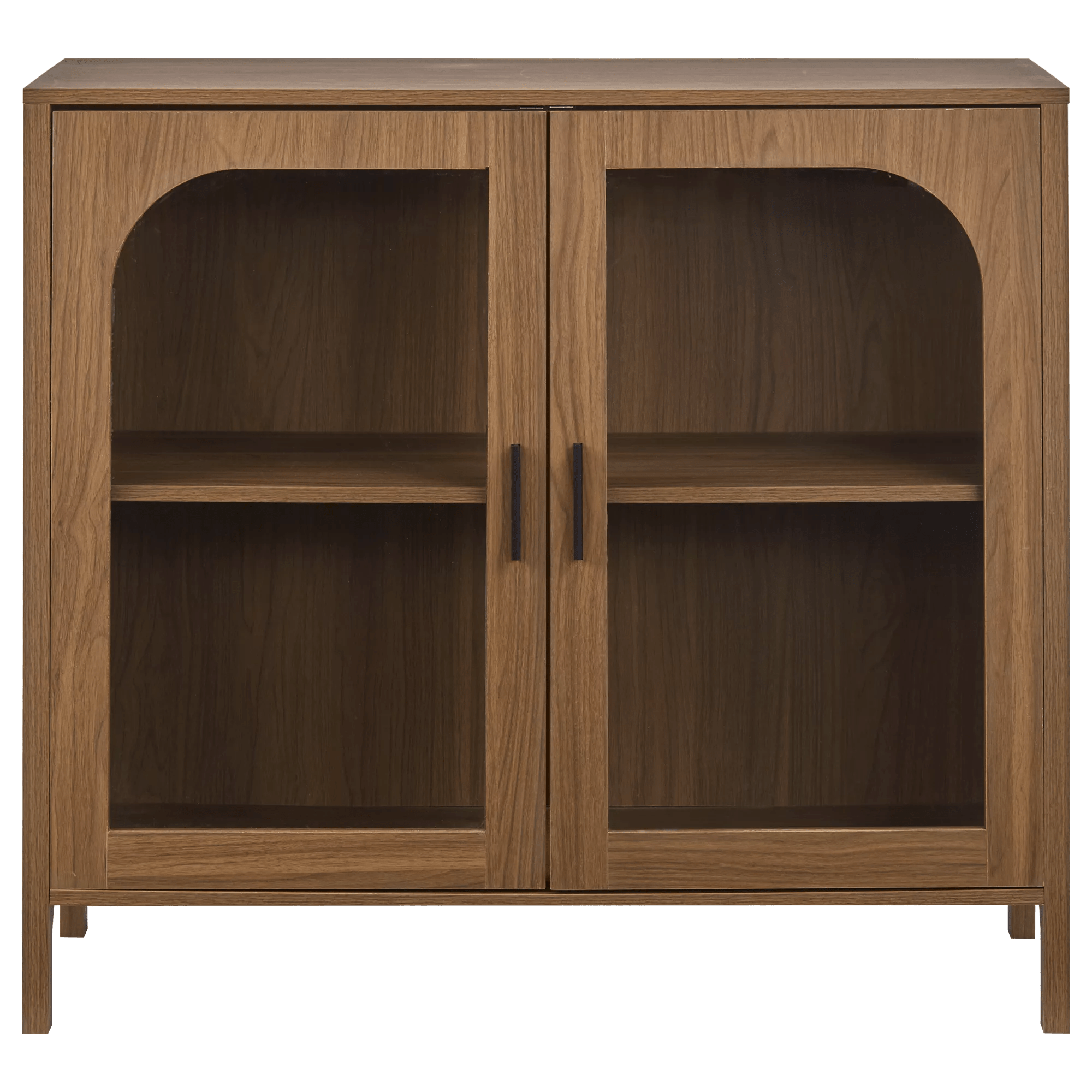 Wooden Veneer Buffet with Glass Doors