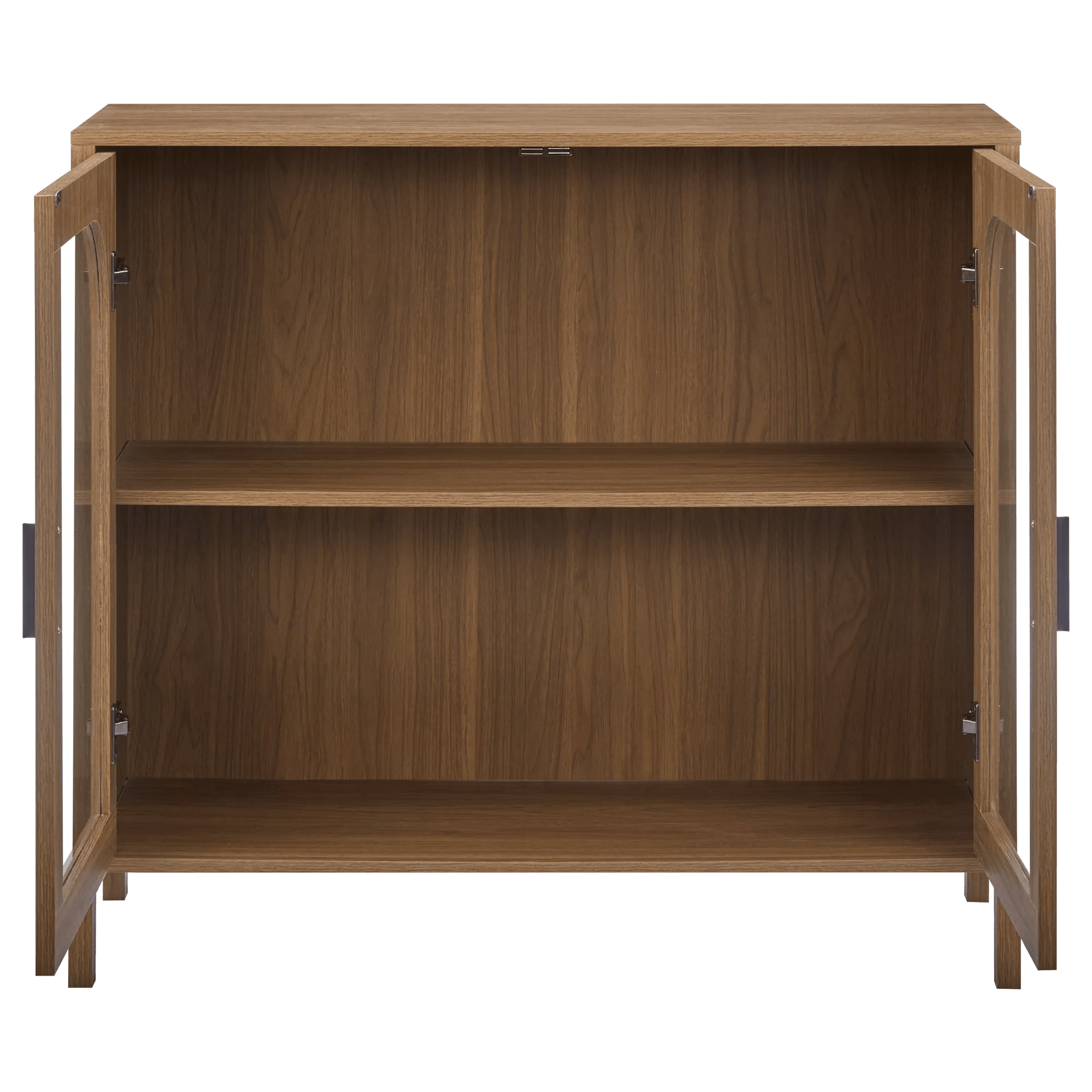 Wooden Veneer Buffet with Glass Doors