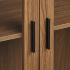 Wooden Veneer Buffet with Glass Doors