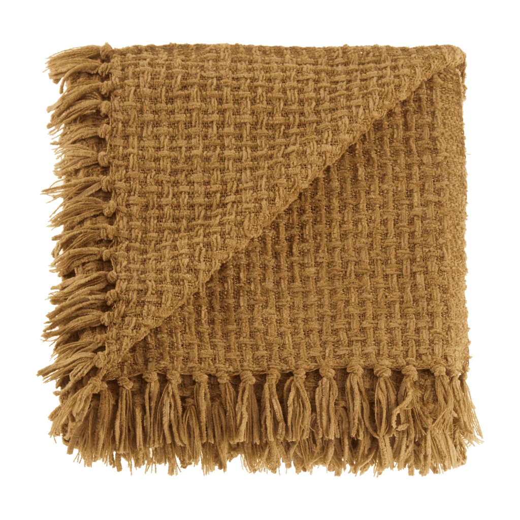Ochre Basic Chenille Knit Throw