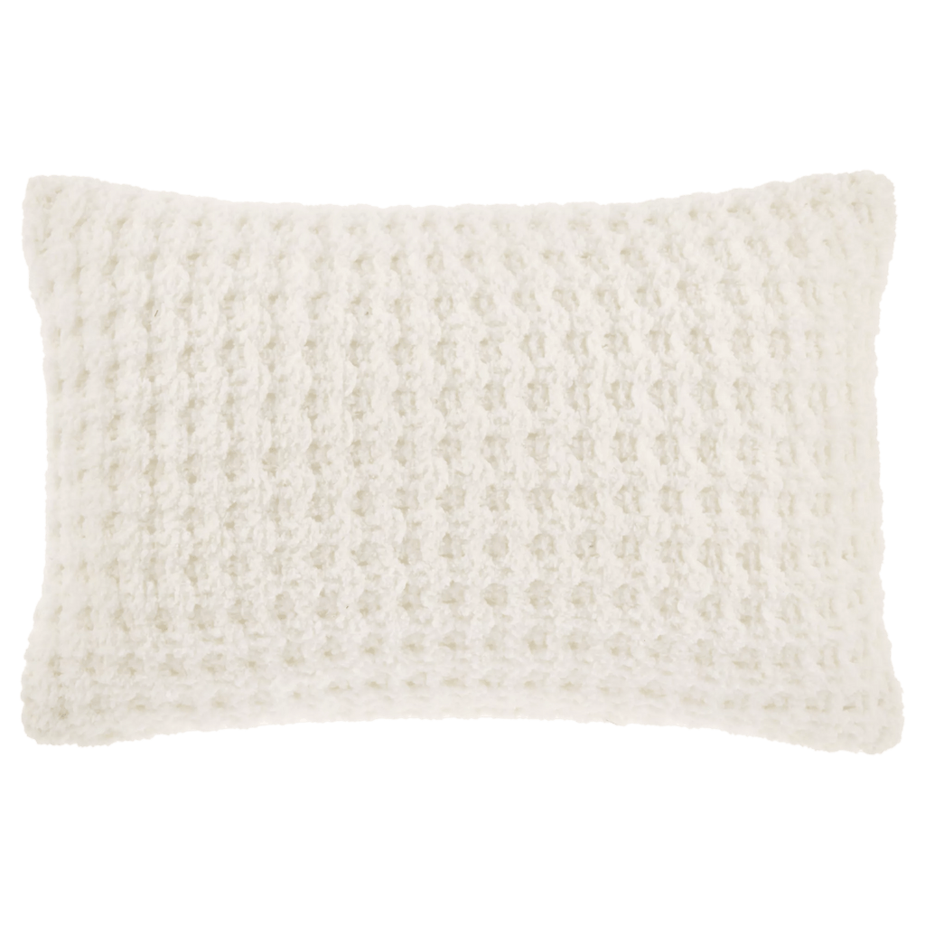White Cory Chenille Decorative Lumbar Pillow