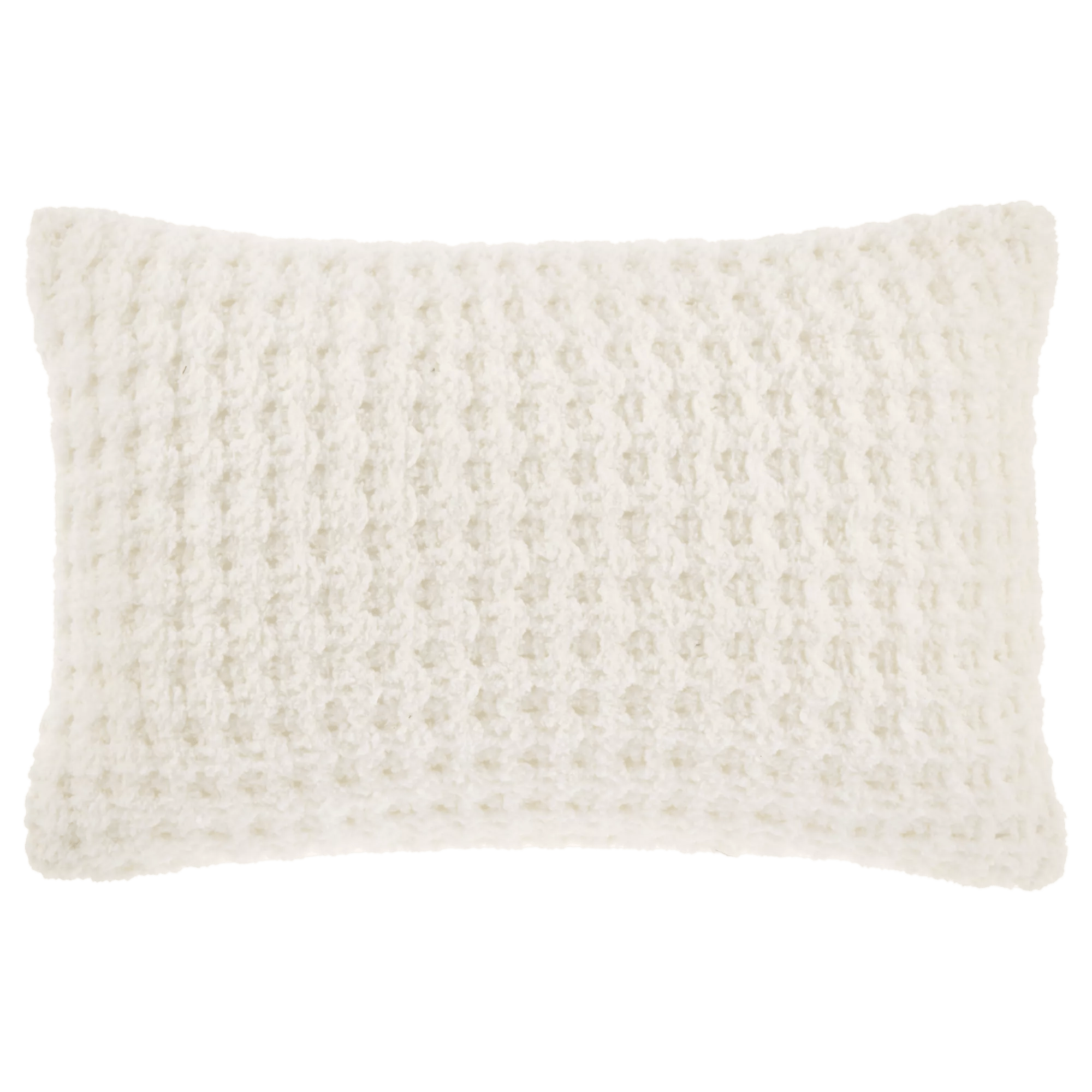White Cory Chenille Decorative Lumbar Pillow