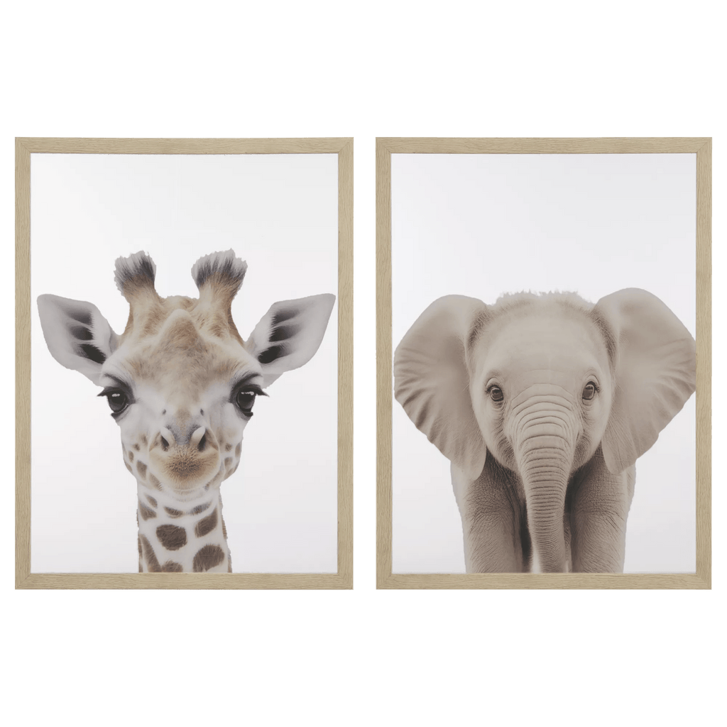 Set of 2 Animals Framed Canvases