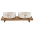 Set of 2 Pet Paw Ceramic Bowls