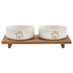 Set of 2 Pet Paw Ceramic Bowls
