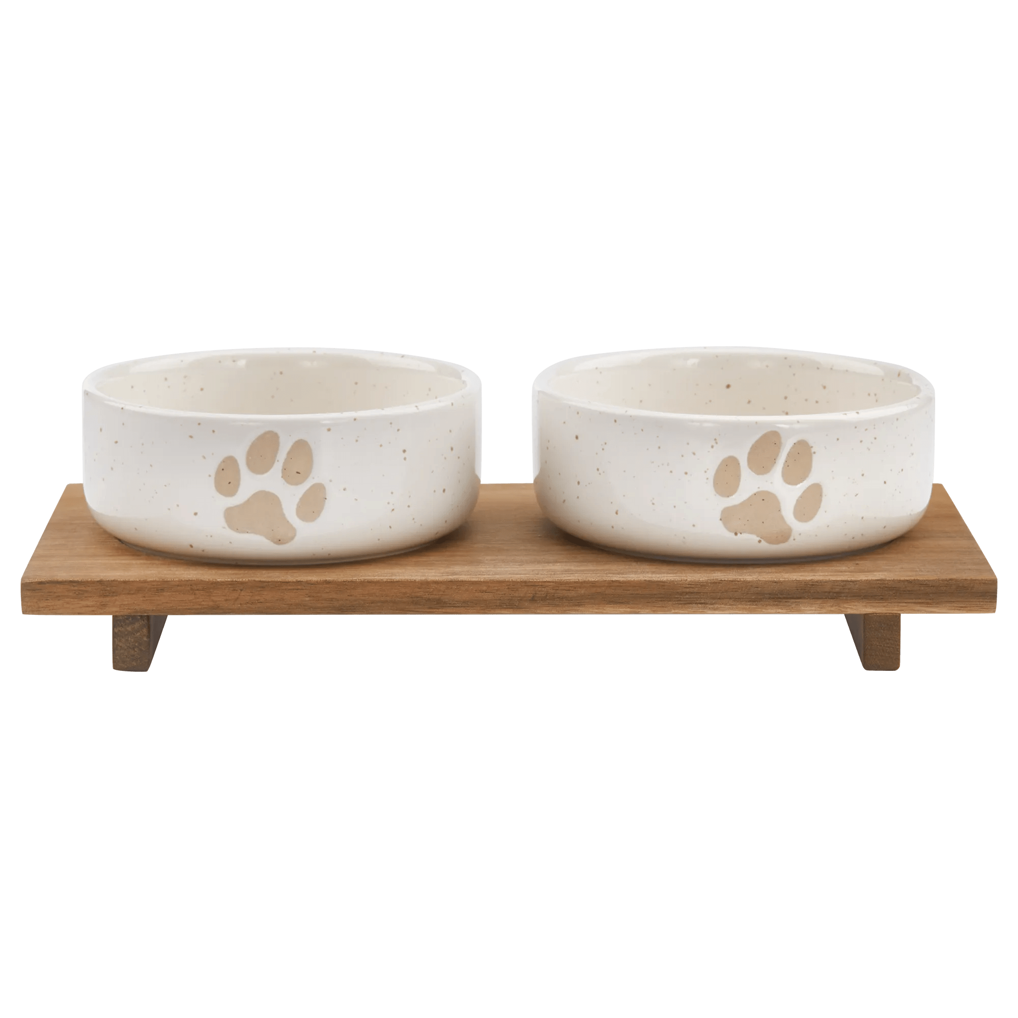 Set of 2 Pet Paw Ceramic Bowls