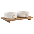 Set of 2 Pet Paw Ceramic Bowls