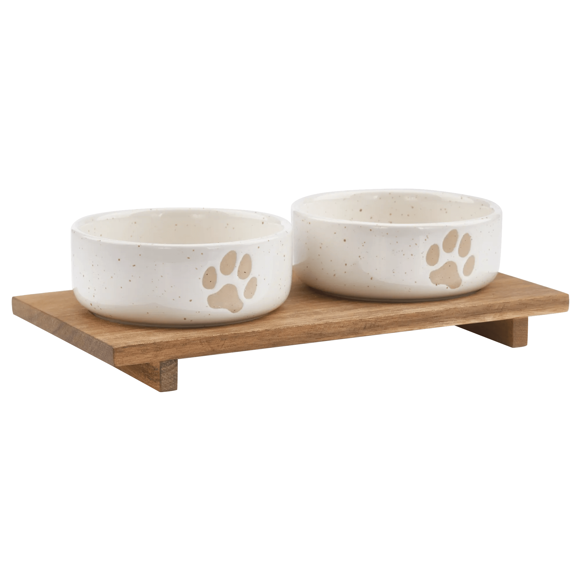 Set of 2 Pet Paw Ceramic Bowls