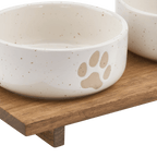 Set of 2 Pet Paw Ceramic Bowls