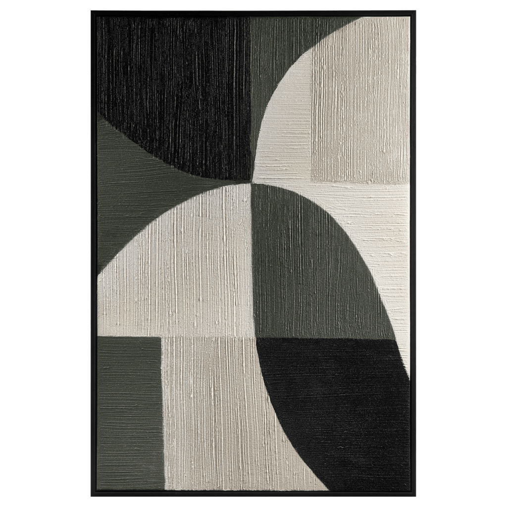 Green Color Block Abstract Framed Art