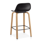 Black Plastic and Wood Metal Veneer Counter Stool