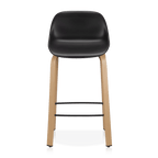 Black Plastic and Wood Metal Veneer Counter Stool