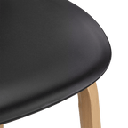 Black Plastic and Wood Metal Veneer Counter Stool