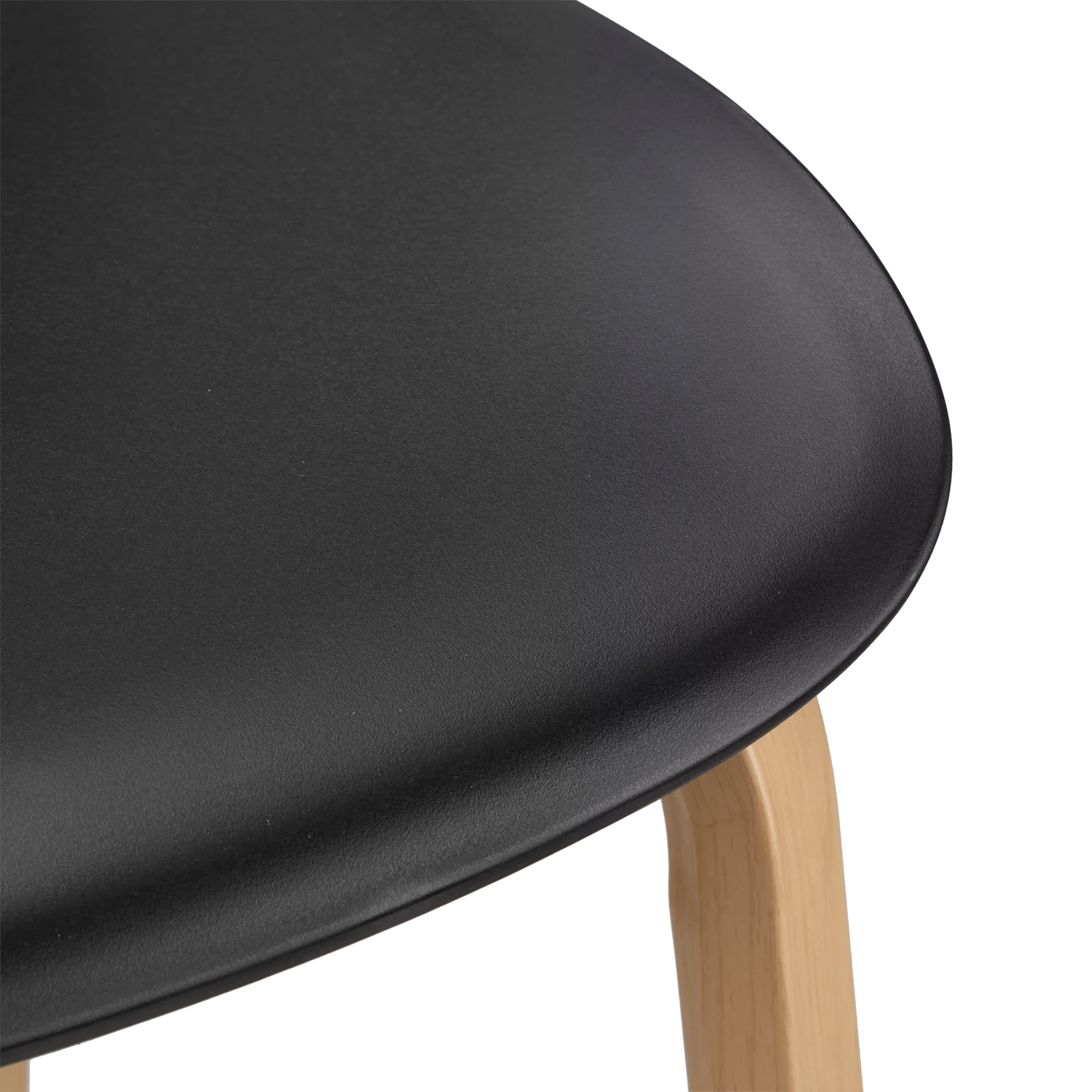 Black Plastic and Wood Metal Veneer Counter Stool