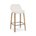 White Plastic and Wood Metal Veneer Counter Stool