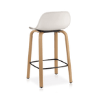 White Plastic and Wood Metal Veneer Counter Stool