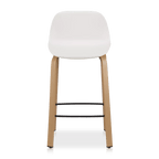 White Plastic and Wood Metal Veneer Counter Stool