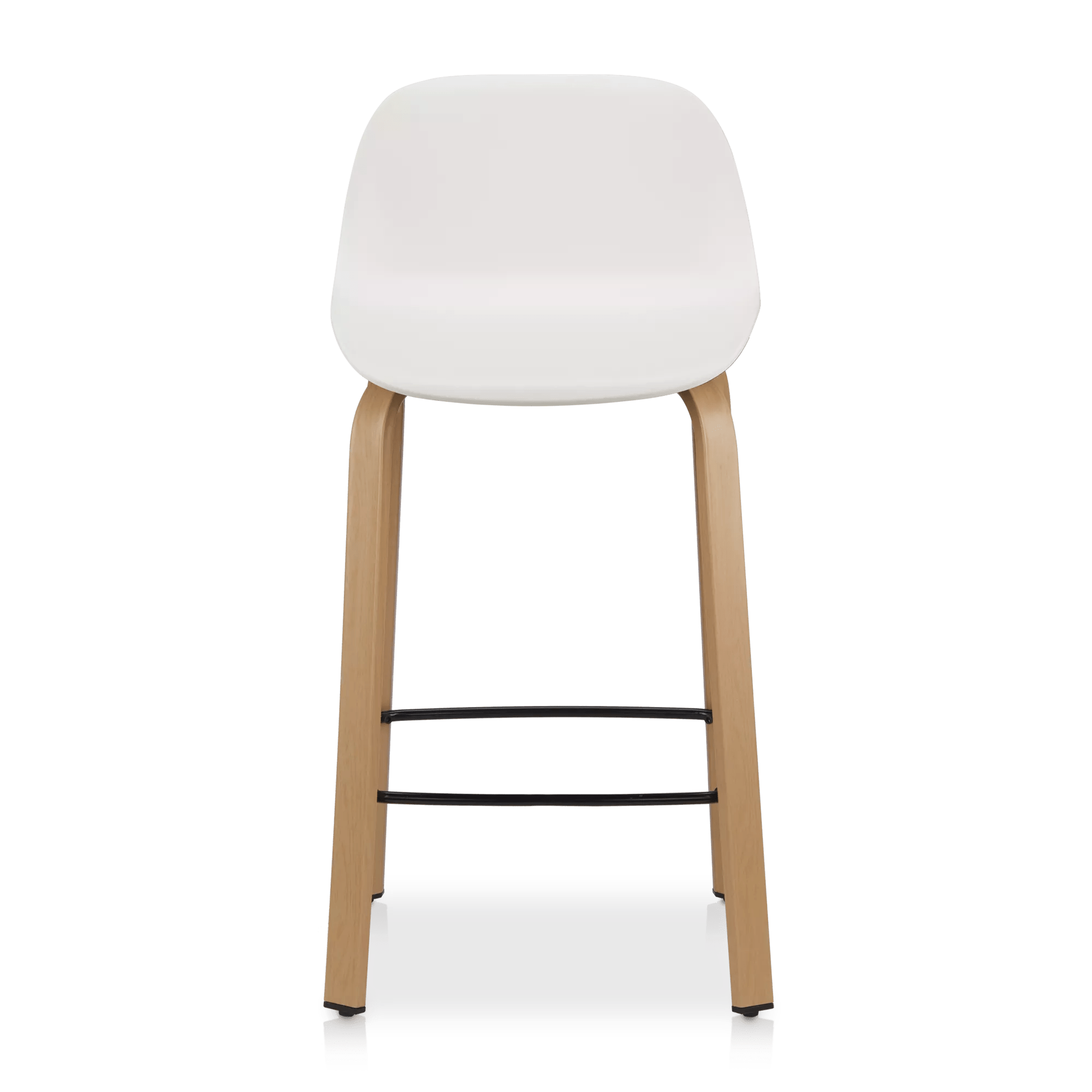 White Plastic and Wood Metal Veneer Counter Stool
