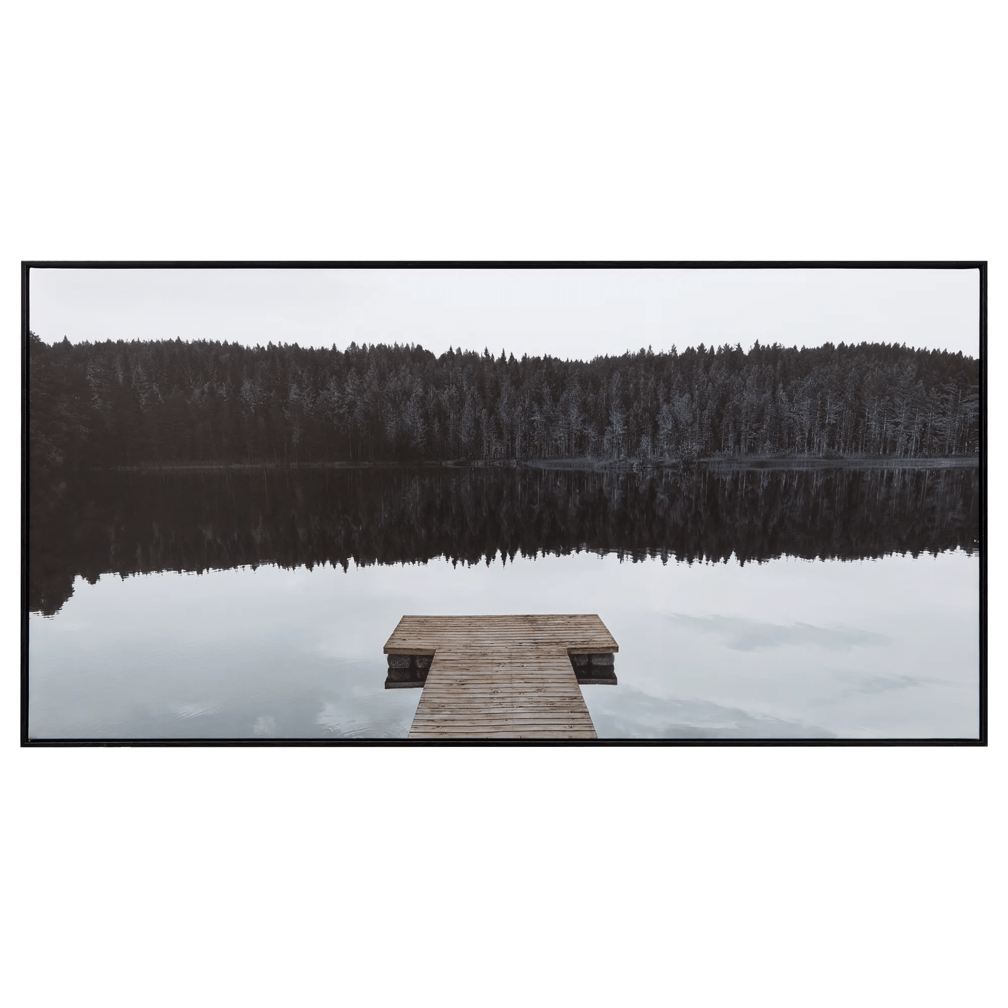 Dock with Mountain View Printed Canvas