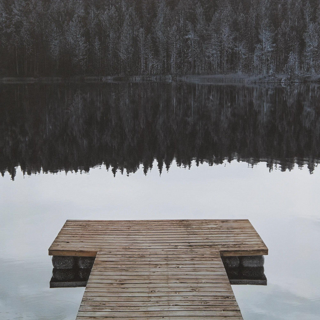 Dock with Mountain View Printed Canvas
