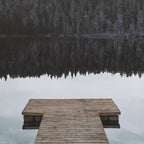 Dock with Mountain View Printed Canvas