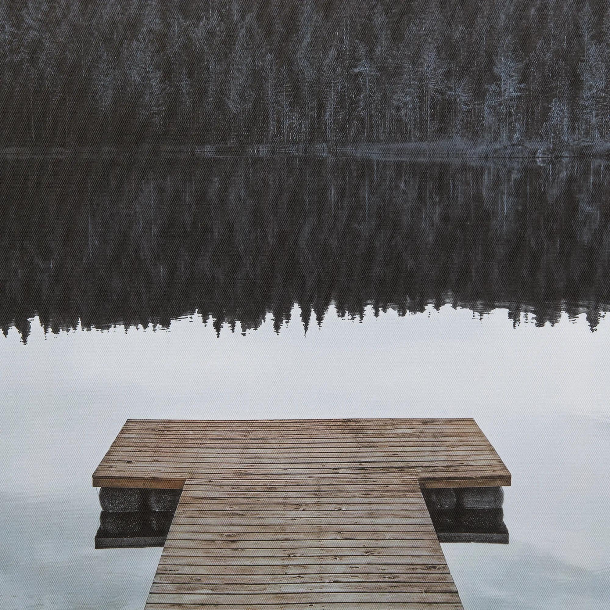 Dock with Mountain View Printed Canvas