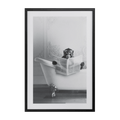 Monkey in Bathtub Printed Framed Canvas