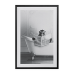 Monkey in Bathtub Printed Framed Canvas