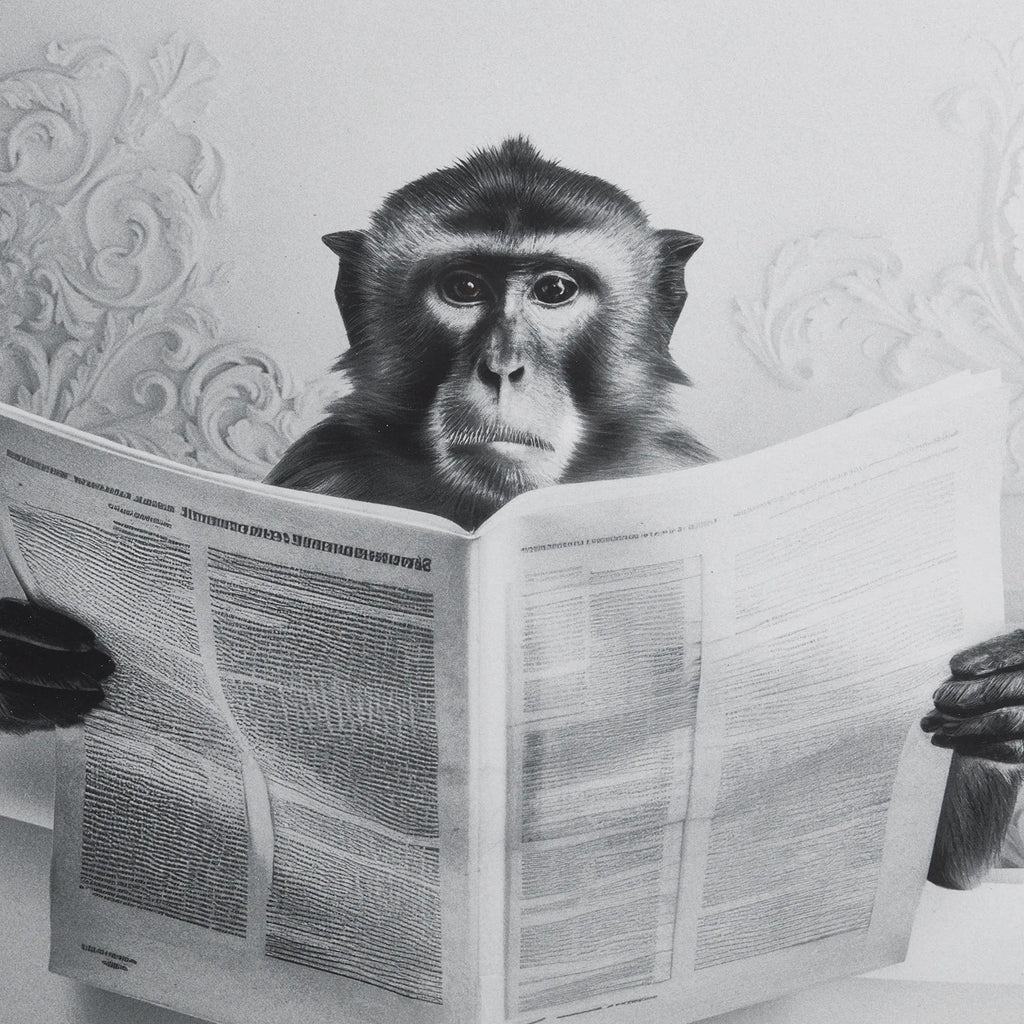 Monkey in Bathtub Printed Framed Canvas