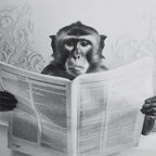 Monkey in Bathtub Printed Framed Canvas