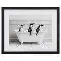 Penguins in Bathtub Printed Framed Canvas