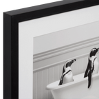 Penguins in Bathtub Printed Framed Canvas