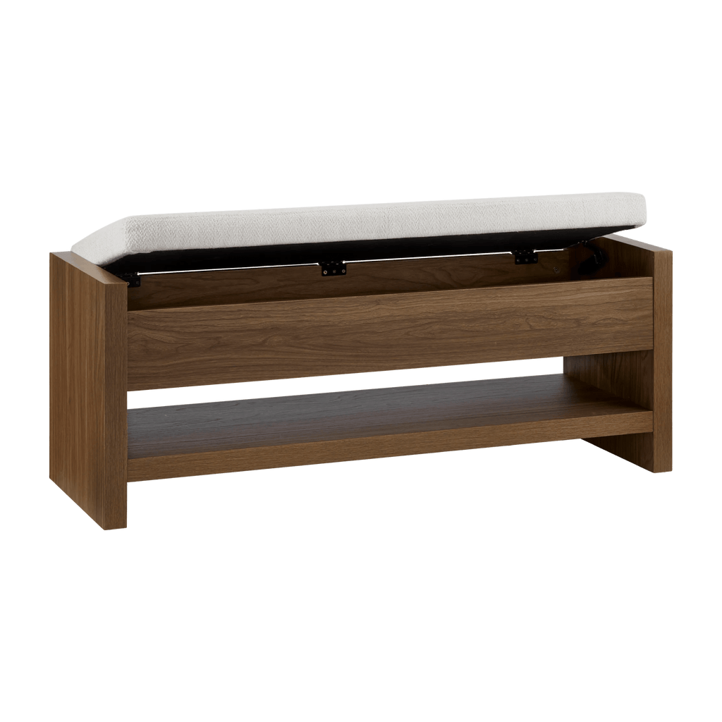 Fabric and Wood Bench