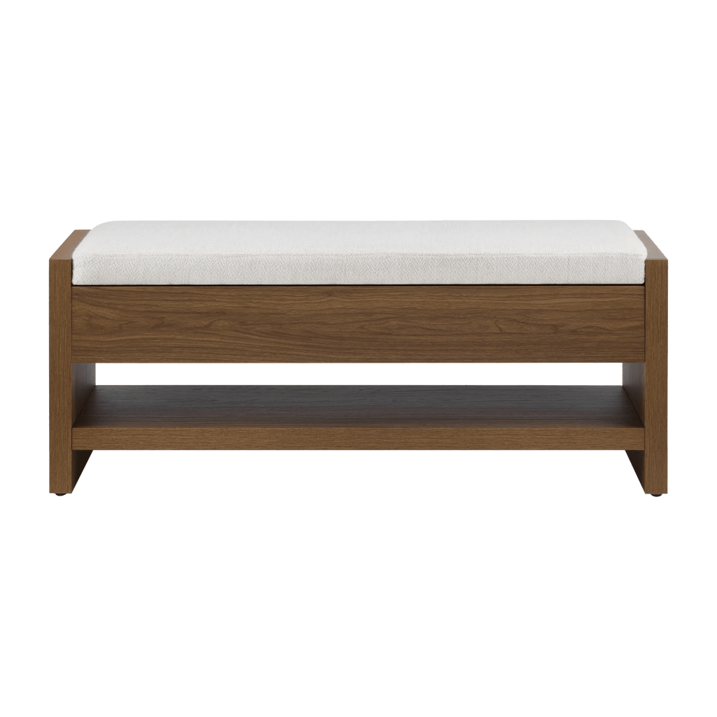 Fabric and Wood Bench