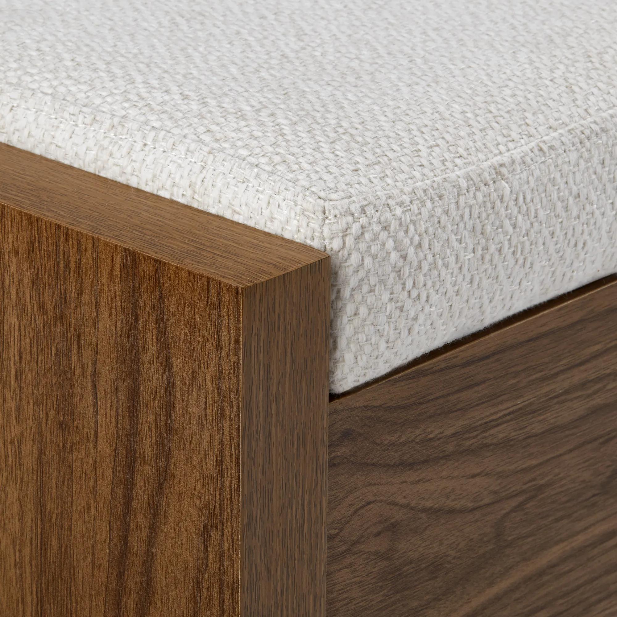 Fabric and Wood Bench