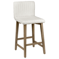 Fabric and Natural Wood Bar Stool
