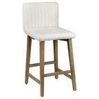 Fabric and Natural Wood Bar Stool