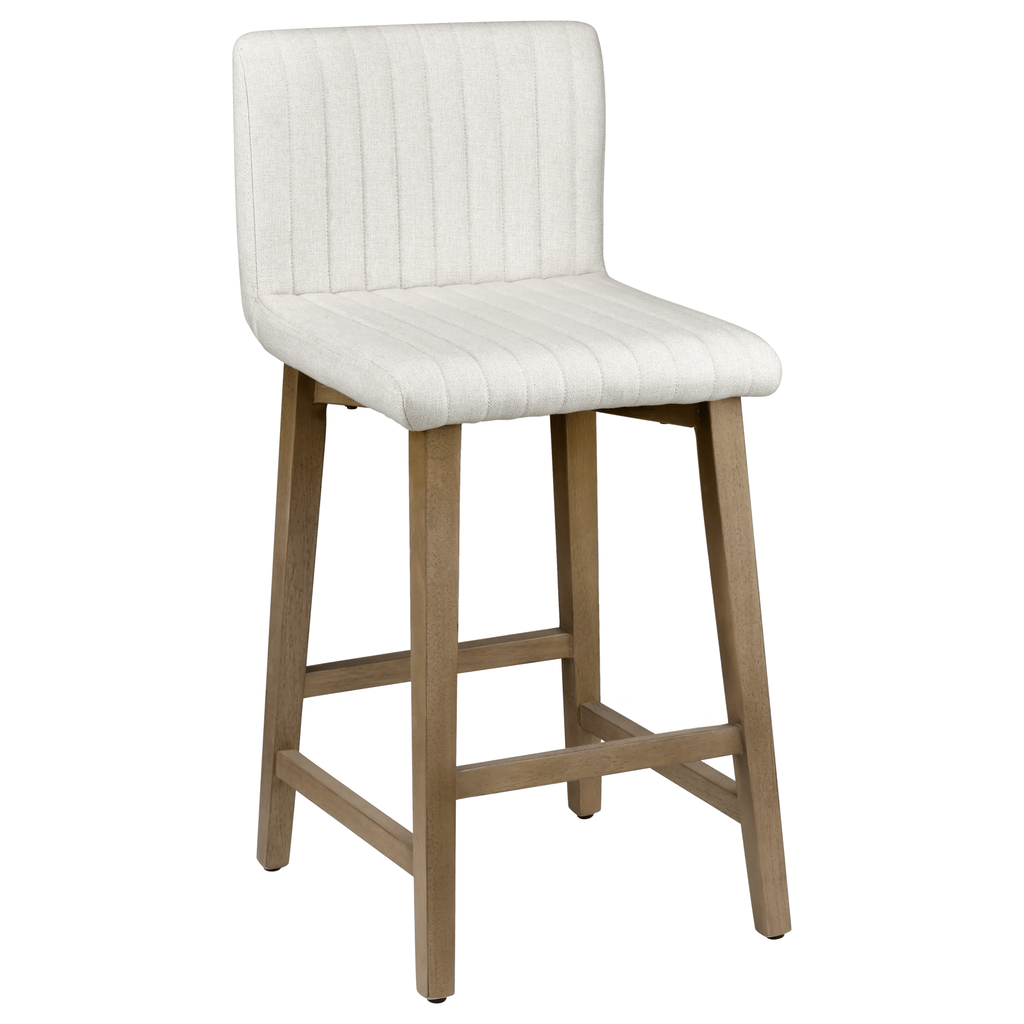 Fabric and Natural Wood Bar Stool
