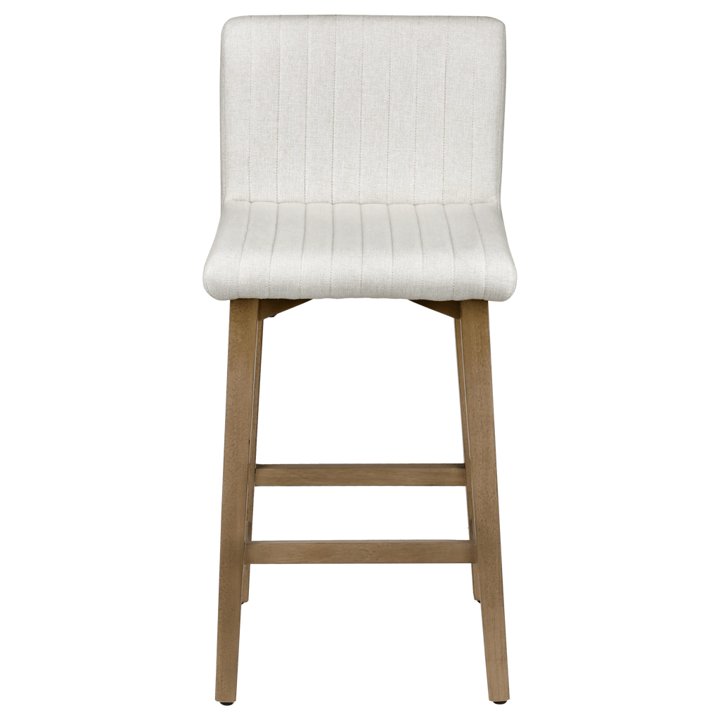 Fabric and Natural Wood Bar Stool