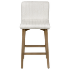 Fabric and Natural Wood Bar Stool