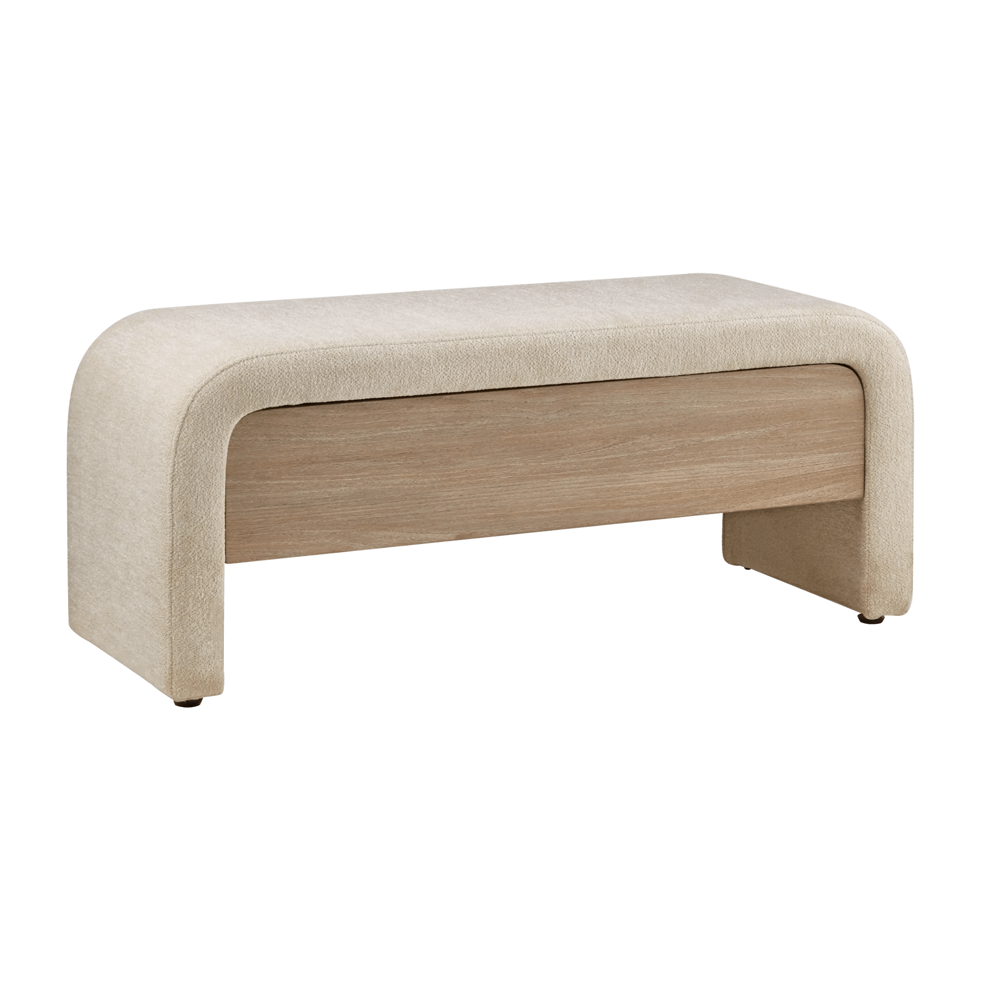 Fabric and Wood Bench with Storage