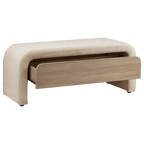 Fabric and Wood Bench with Storage