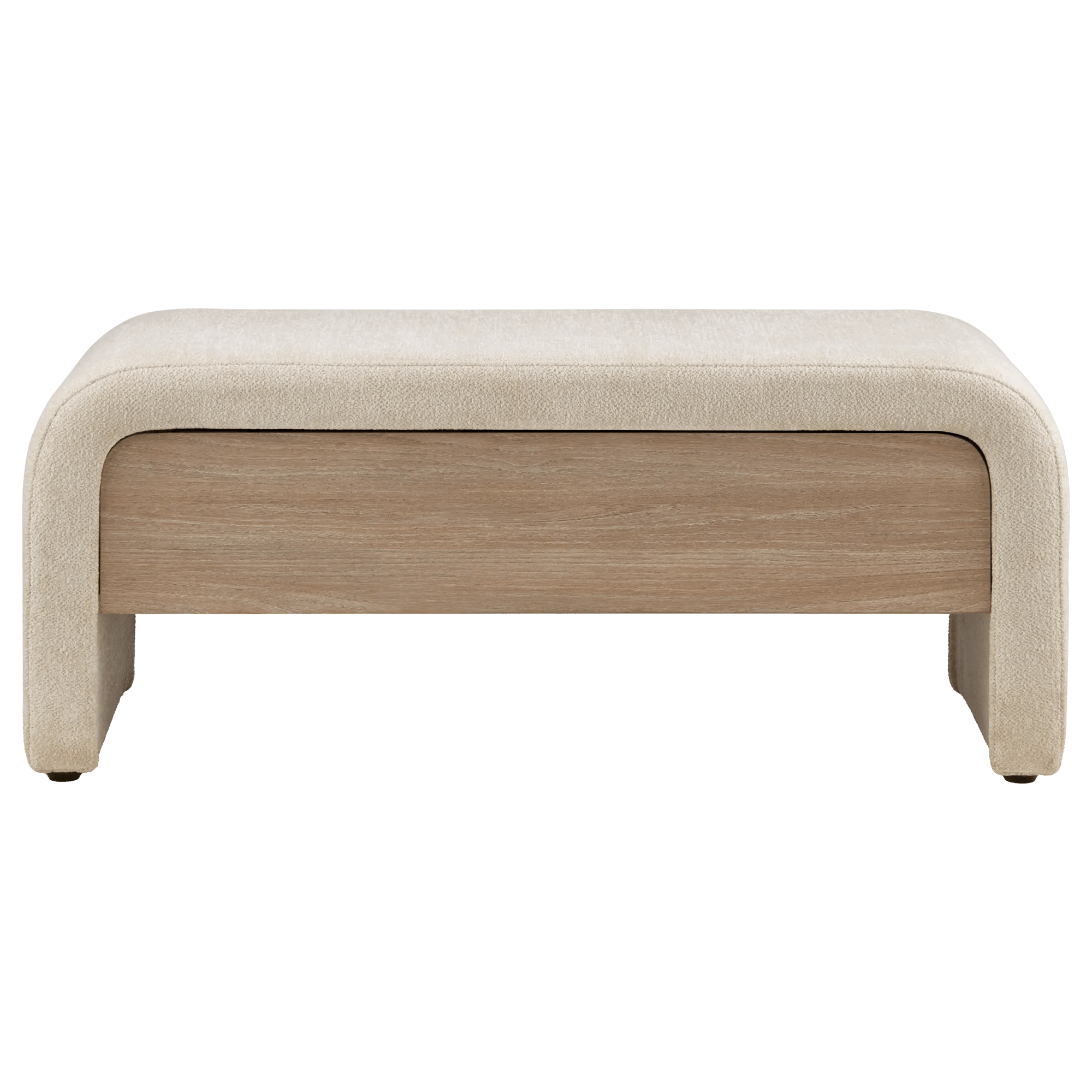 Fabric and Wood Bench with Storage