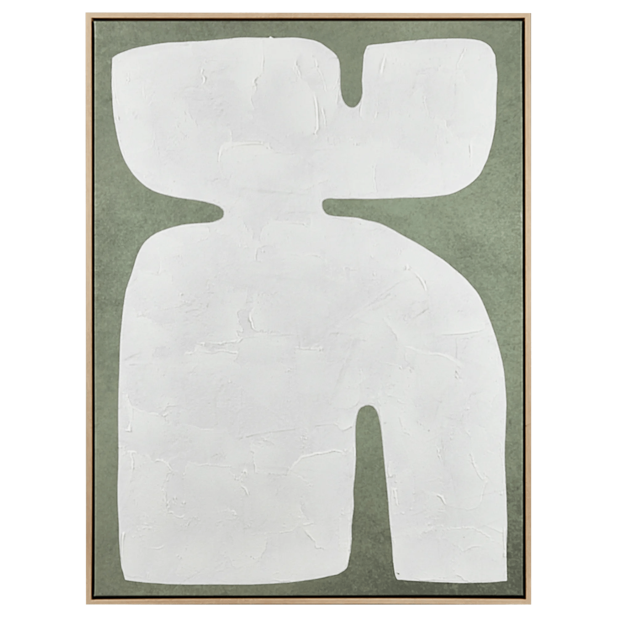White Form on Green Framed Art