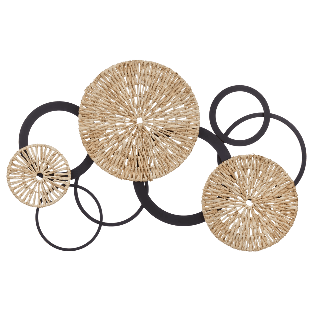Rattan and Metal Circles Wall Art